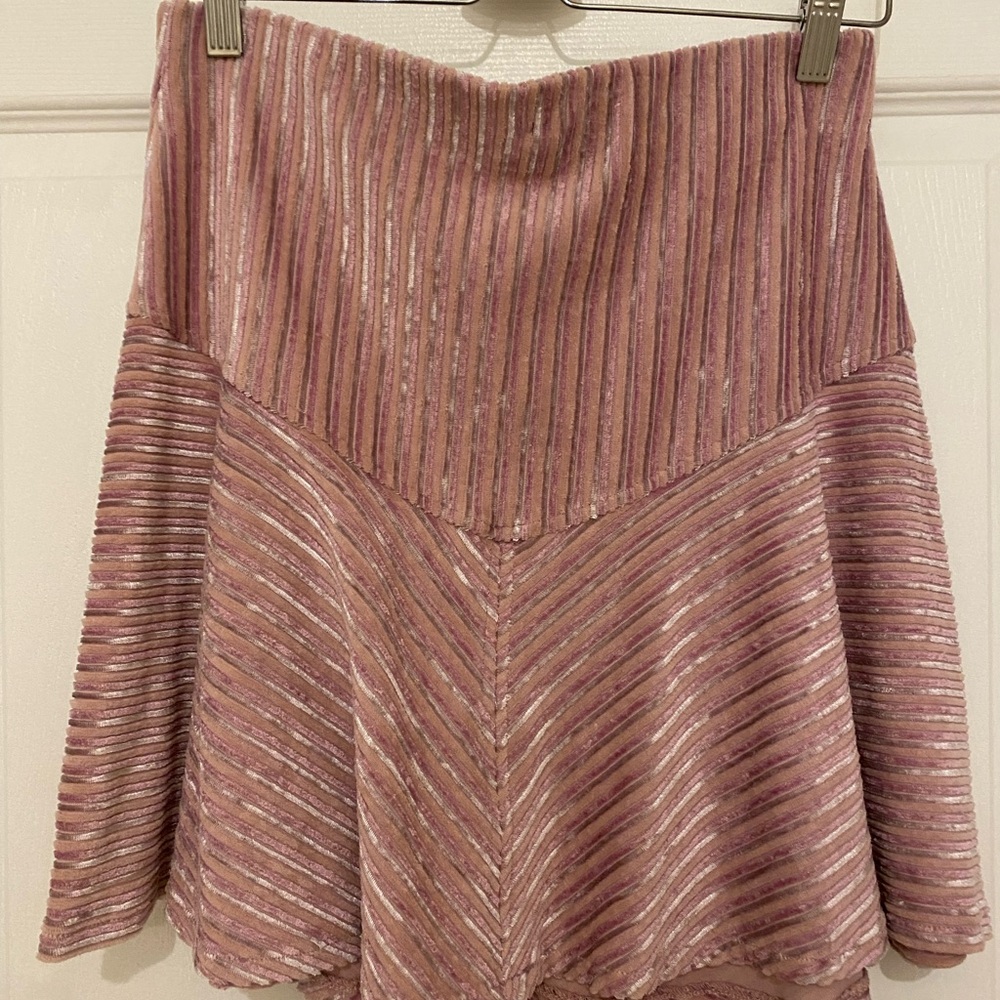 Free People Pink Velvet Skirt